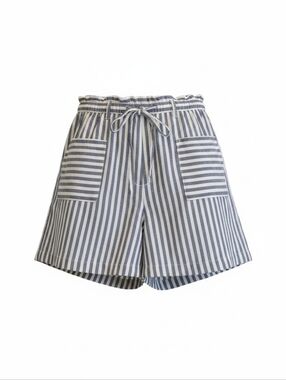 Linen Blend Paper Bag Striped Shorts Large Pull On High Waist Cato Excellent